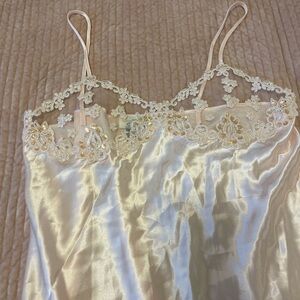 Vintage Pink Satin Slip with Lace Beading